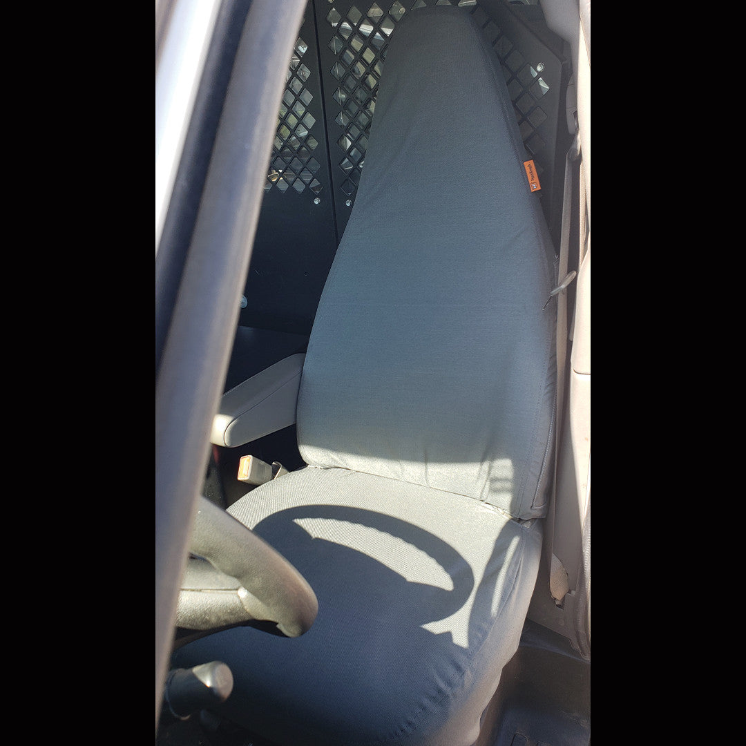 Chevy Express van seat with gray TigerTough seat covers.