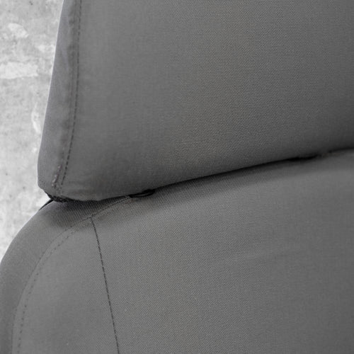 This is a close up of the headrest and seat back part of the cover. Everything is made from super tough 1000 denier Cordura and everything is stitched in America.