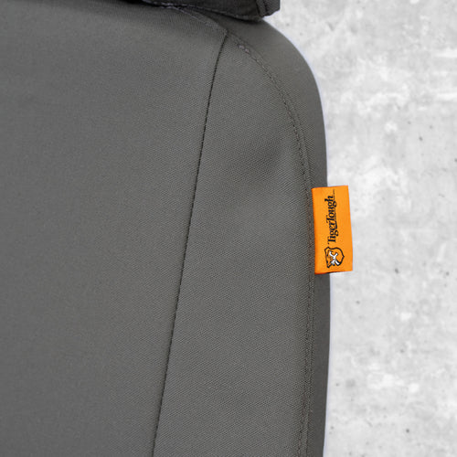 Close up of the side seams and TigerTough tag.