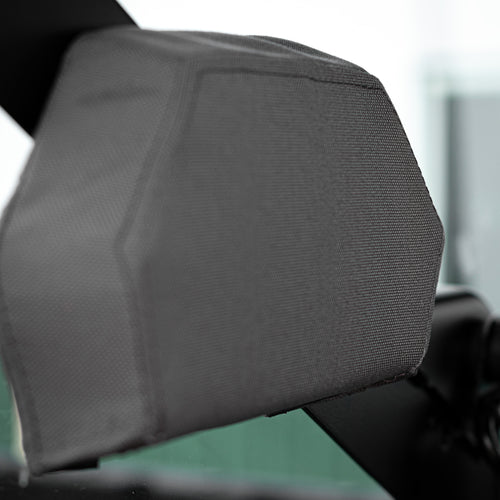 A photo showing the headrest detail of the TigerTough seat cover in the Polaris Ranger side-by-side.