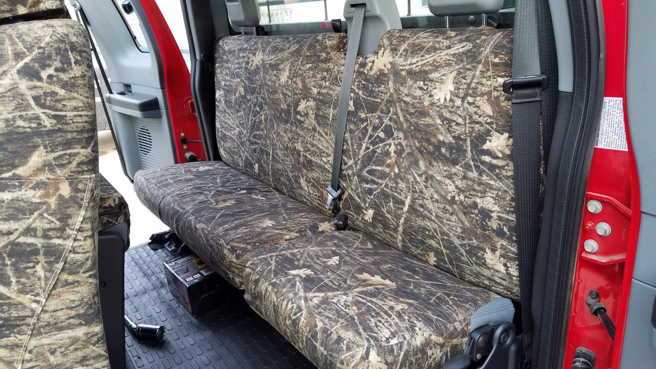 Ford Super Duty Rear Seat with TigerTough camo seat covers.