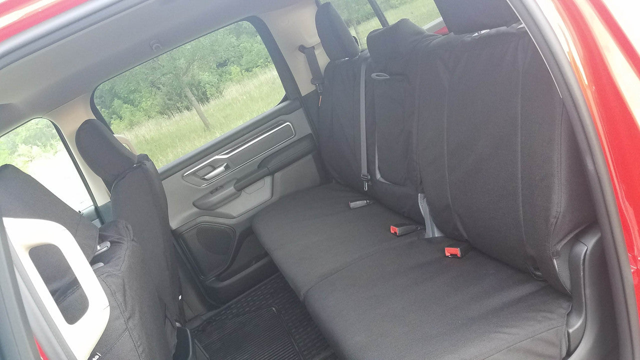 2019-2021 Ram 1500 Rear Seat Cover With Armrest 60/40 Bench - Black Ironweave--4