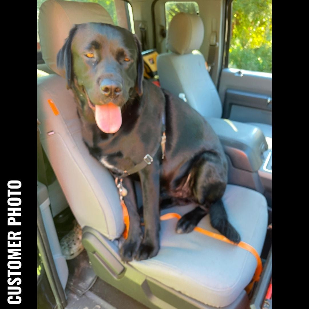 Ford Super Duty bucket seats with gray IronWeave TigerTough seat covers.