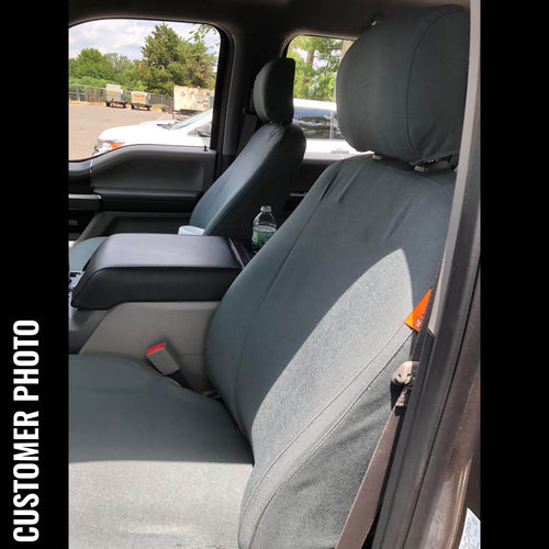 Ford Super Duty with gray TigerTough seat covers.