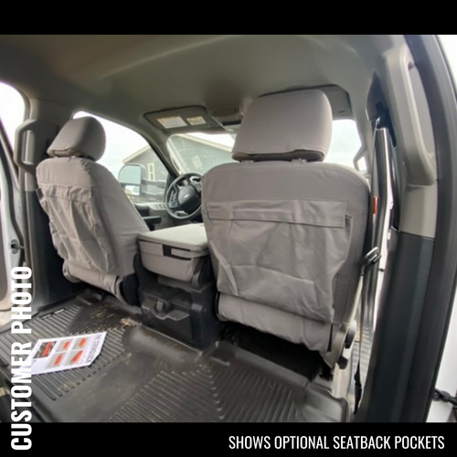Ford Truck with gray TigerTough custom fit waterproof seat covers.