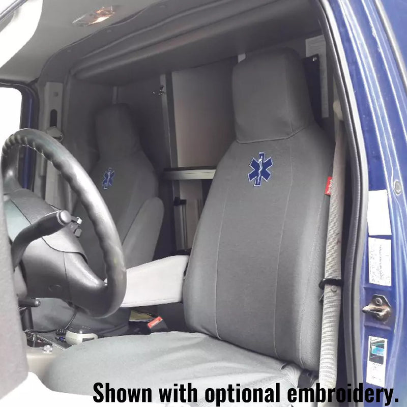 Front Antimicrobial Seat Covers with Armrest Covers for Ford E-Series Vans