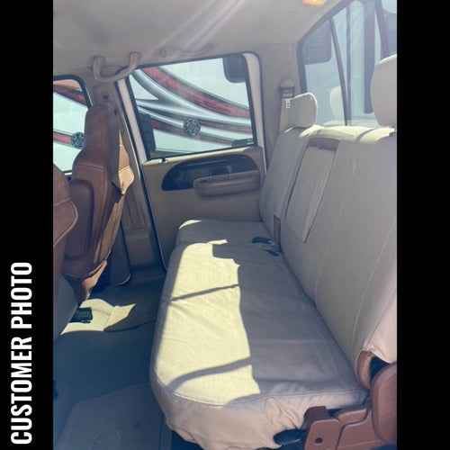 Ford rear seat with TigerTough IronWeave seat covers.