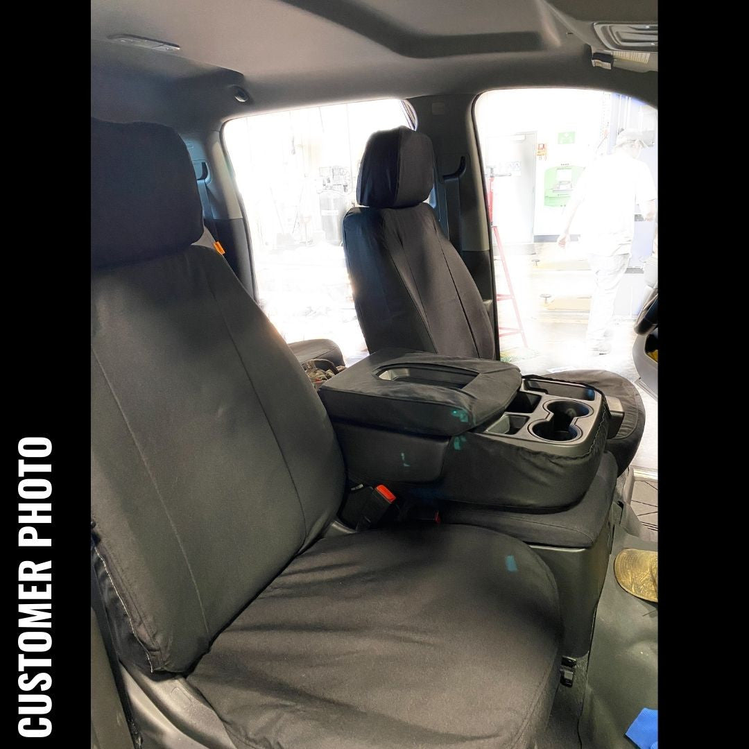 Front Seat of a 2019 Chevy Silverado 1500 with Gray TigerTough Seat Covers