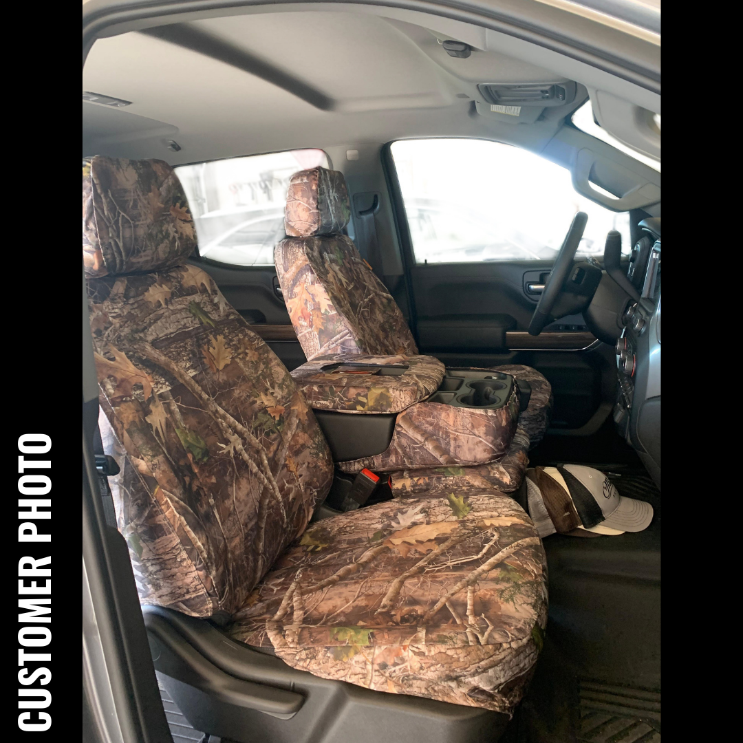Front Seat of a 2019 Chevy Silverado 1500 with Kanati TigerTough Seat Covers