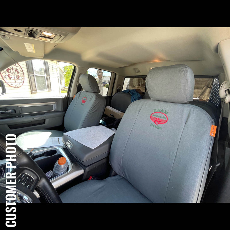 RAM Truck with gray waterproof TigerTough seat covers.