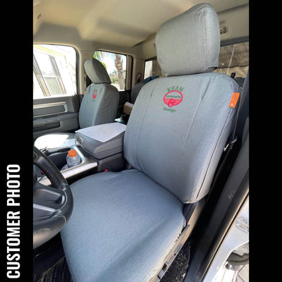 RAM Truck with gray waterproof TigerTough seat covers.