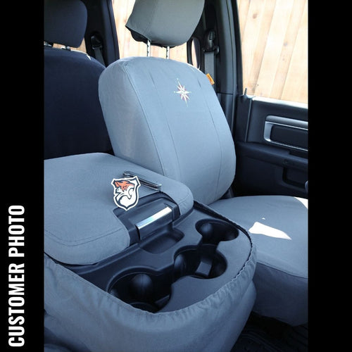 RAM Truck with gray TigerTough 40/20/40 seats covers. Customer photo.