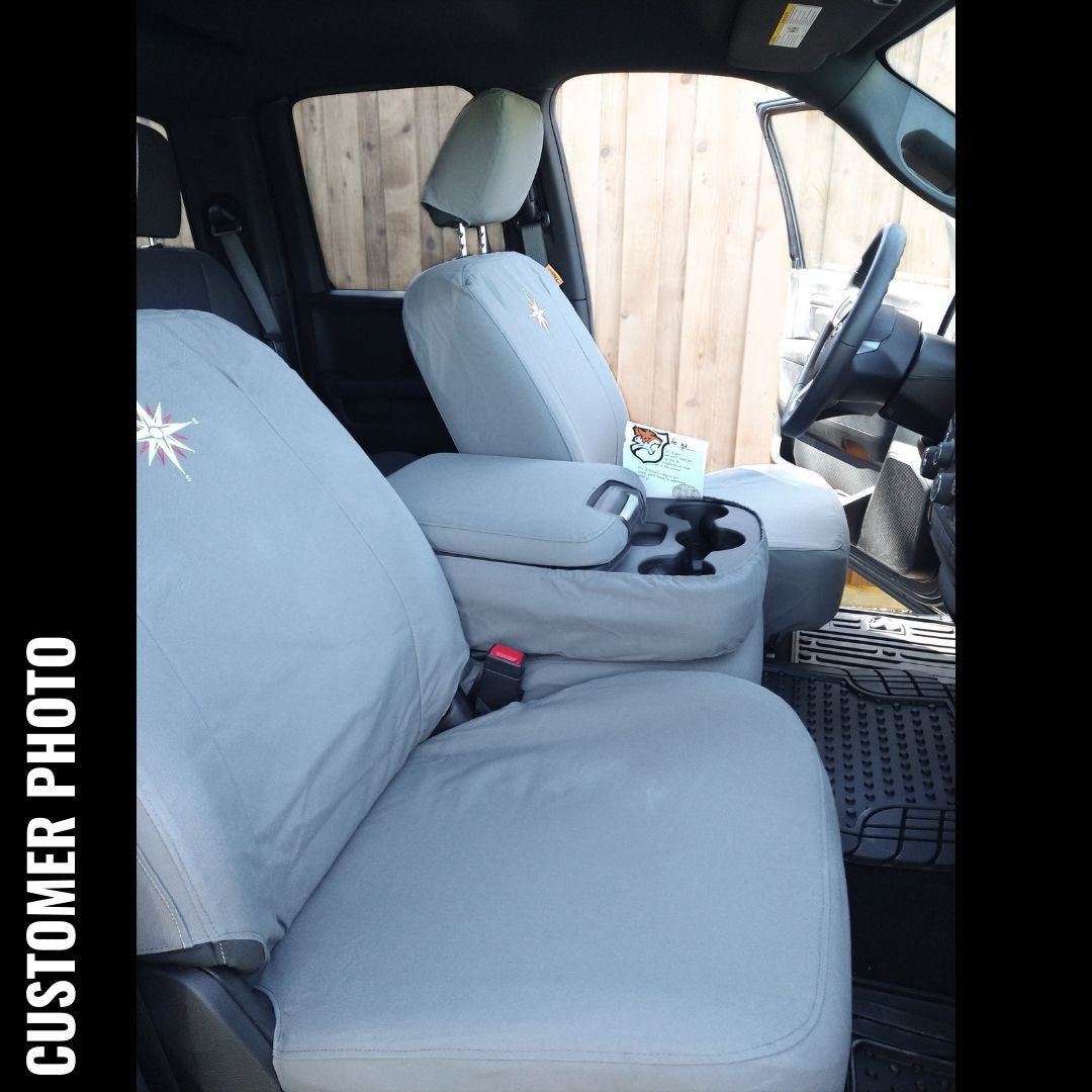 RAM Truck with gray TigerTough 40/20/40 seats covers. Customer photo.