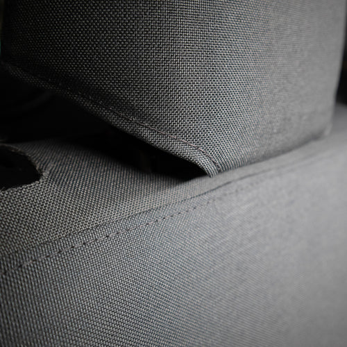 TigerTough Tactical Seat Covers on the rear seat of a Tesla Model Y - Headrest Detail