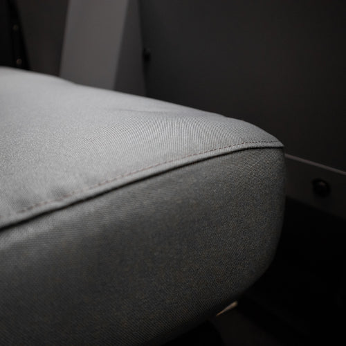 TigerTough Tactical Seat Covers on the rear seat of a Tesla Model Y - Seat Edge Detail