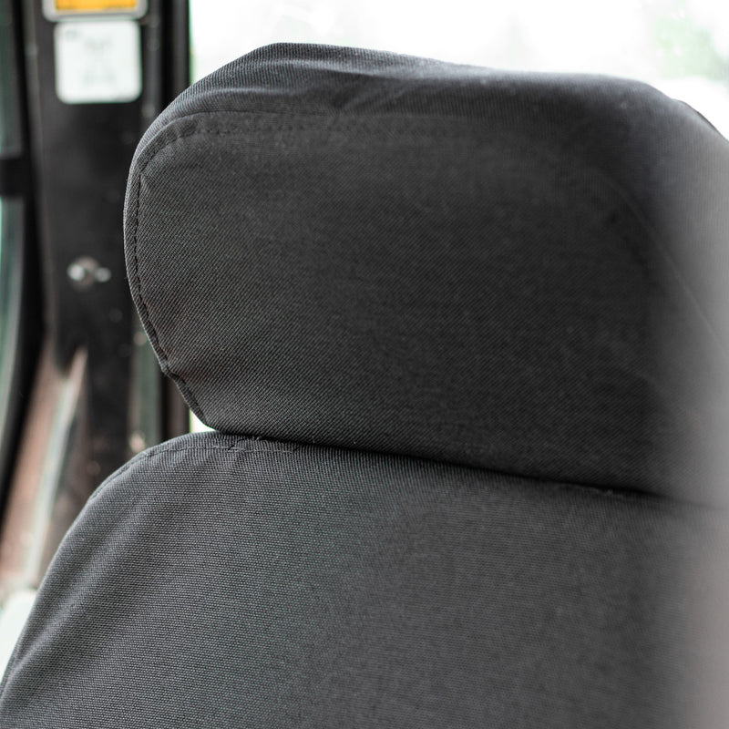 Custom fitting CAT equipment cover comes with a separate headrest