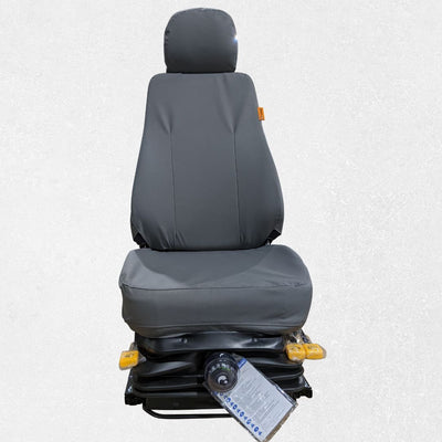 Komatsu excavator seat with gray TigerTough seat cover