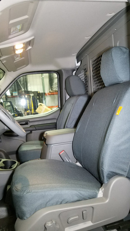 Nissan NV van with gray TigerTough seat covers.