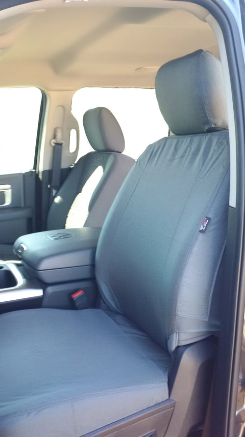 RAM Truck with gray waterproof TigerTough seat covers.