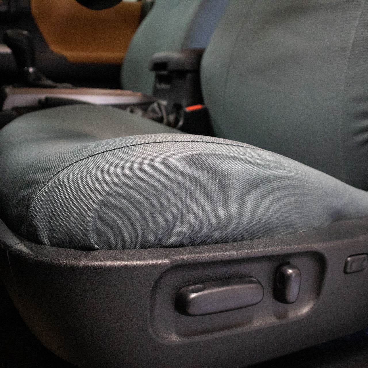 TigerTough Gray Seat Covers on a Toyota Tacoma Seat Bottom Detail