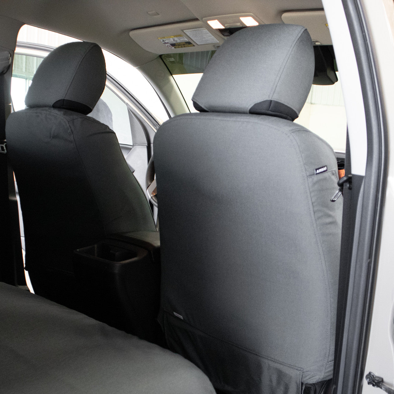 TigerTough Gray Seat Covers on a Toyota Tacoma Back of Front Seats
