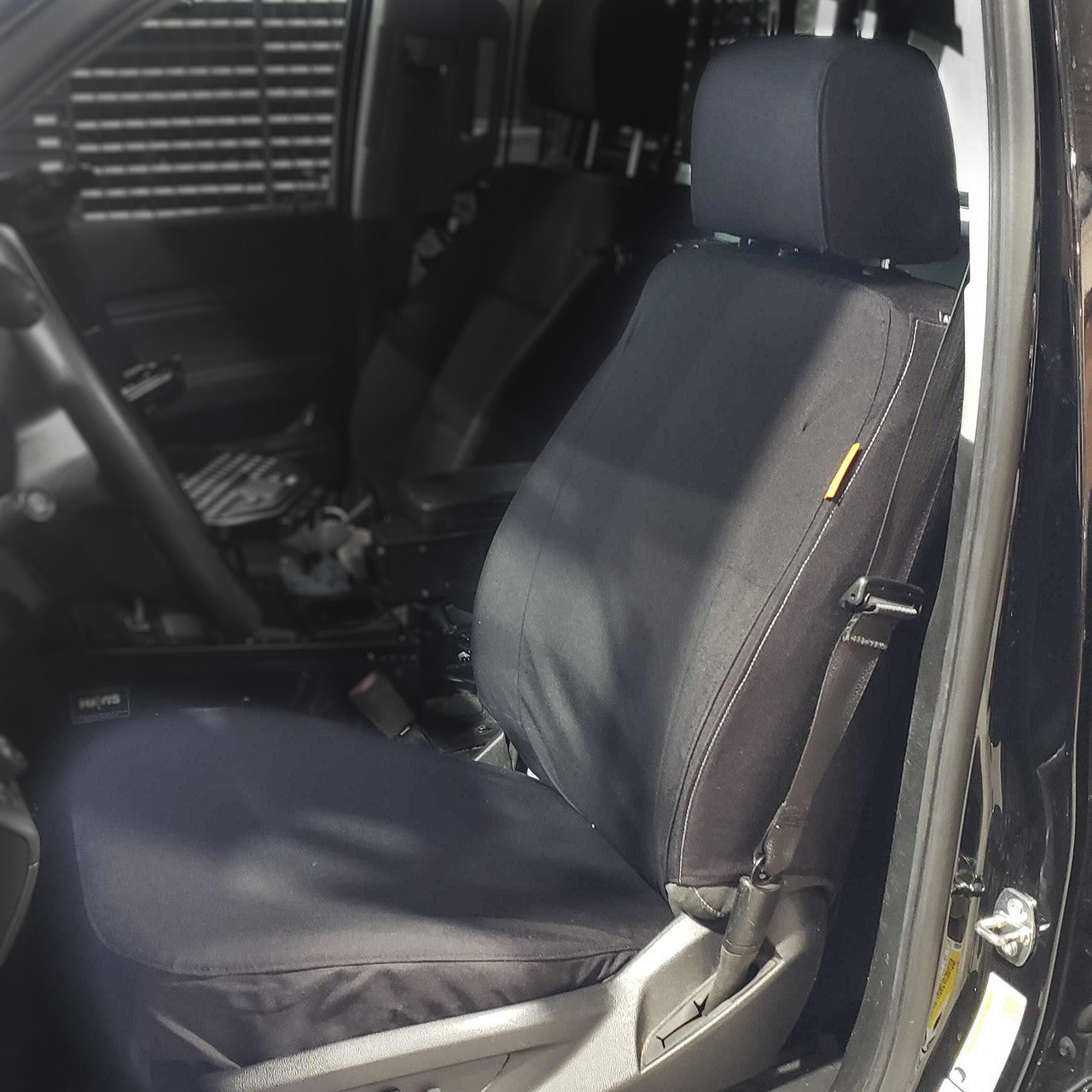 Chevy Tahoe with black TigerTough Tactical police specific seat covers.